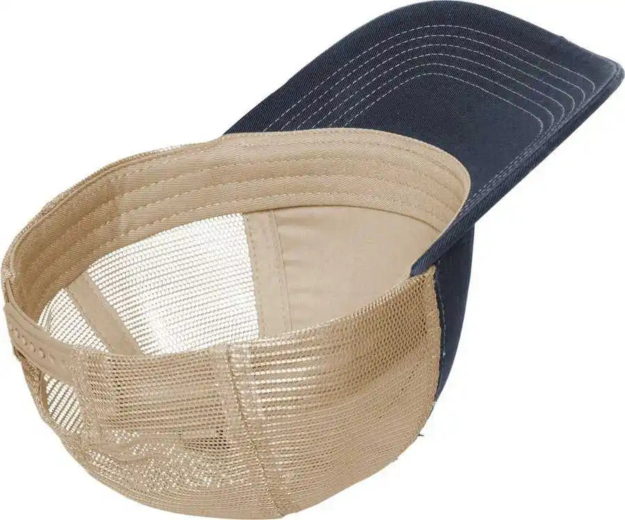 Port Authority C600 Distressed Mesh Back Cap - River Blue Navy Khaki - one Size Fits Most