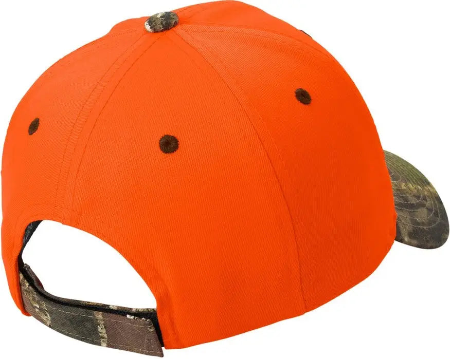 Port Authority C804 Enhanced Visibility Cap with Camo Brim - Orange Blaze Mossy Oak New Break-up - Blaze/ / one Size