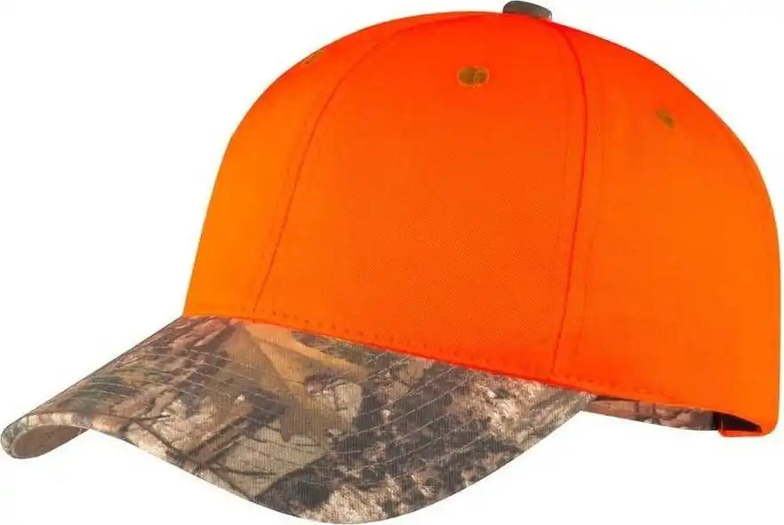 Port Authority C804 Enhanced Visibility Cap with Camo Brim - Orange Blaze Realtree Xtra - one Size Fits Most