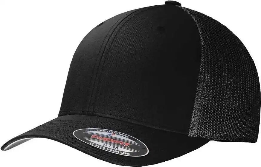 Port Authority C812 Flexfit Mesh Back Cap - Black - 7’’ - 7 3/8’’