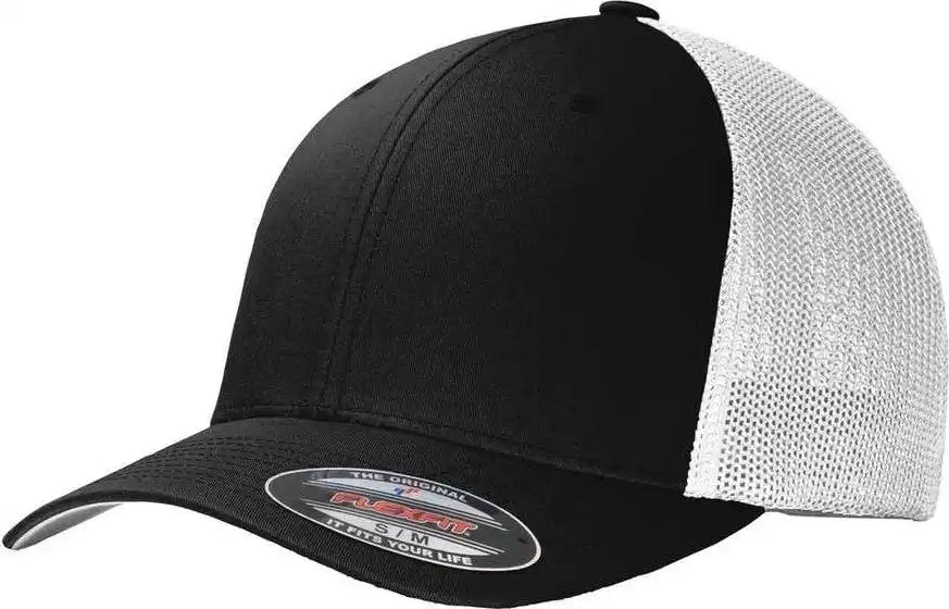 Port Authority C812 Flexfit Mesh Back Cap Black White / 7’’ 7 3/8’’