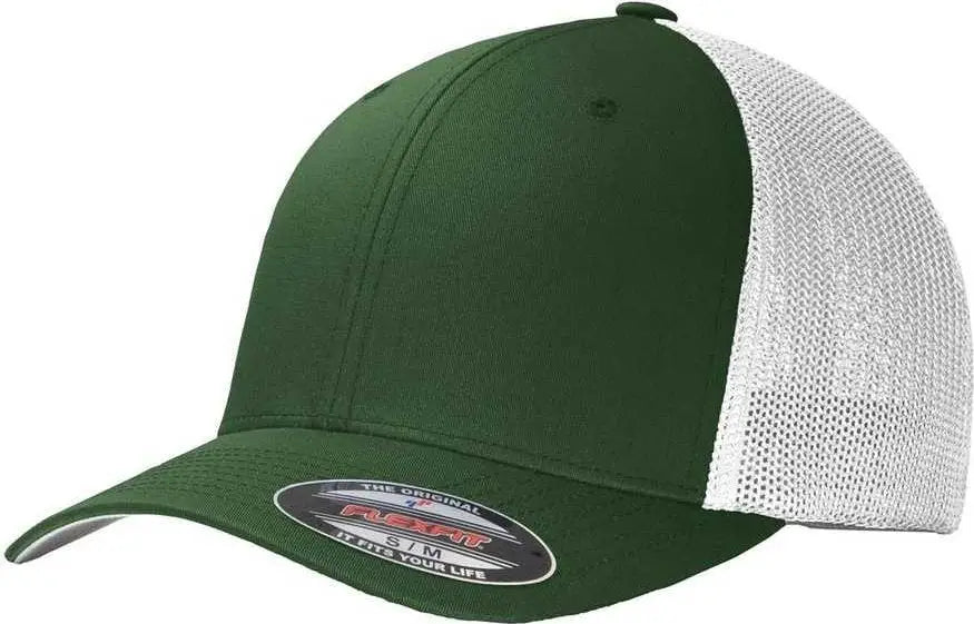 Port Authority C812 Flexfit Mesh Back Cap - Forest Green White - 7’’ - 7 3/8’’