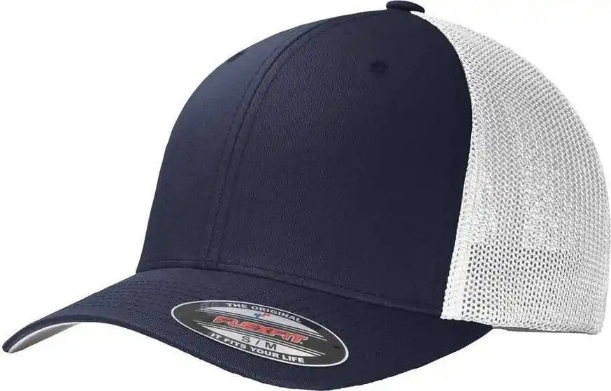 Port Authority C812 Flexfit Mesh Back Cap - True Navy White - 7’’ - 7 3/8’’