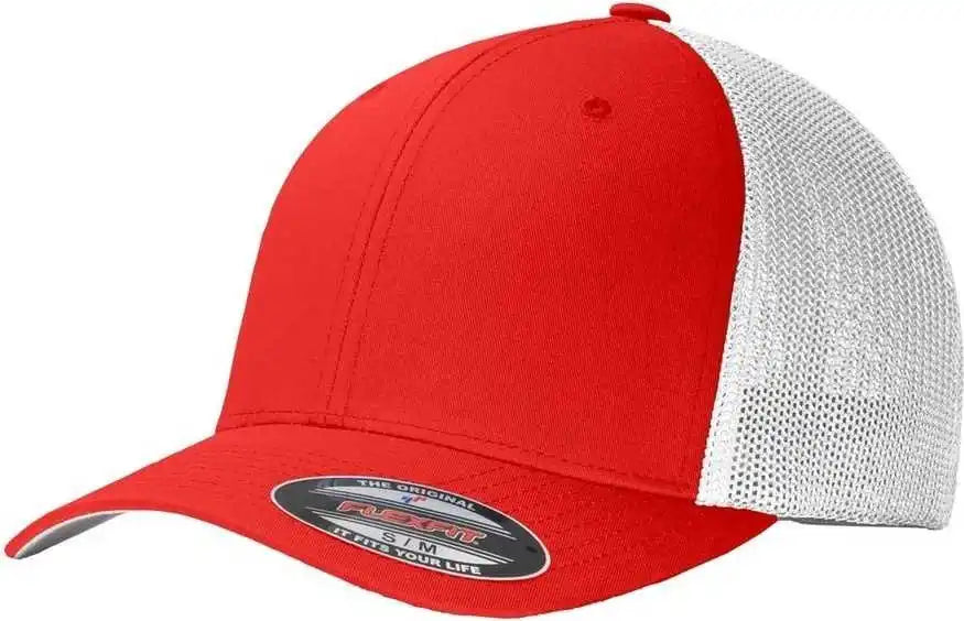 Port Authority C812 Flexfit Mesh Back Cap True Red White / 7’’ 7 3/8’’