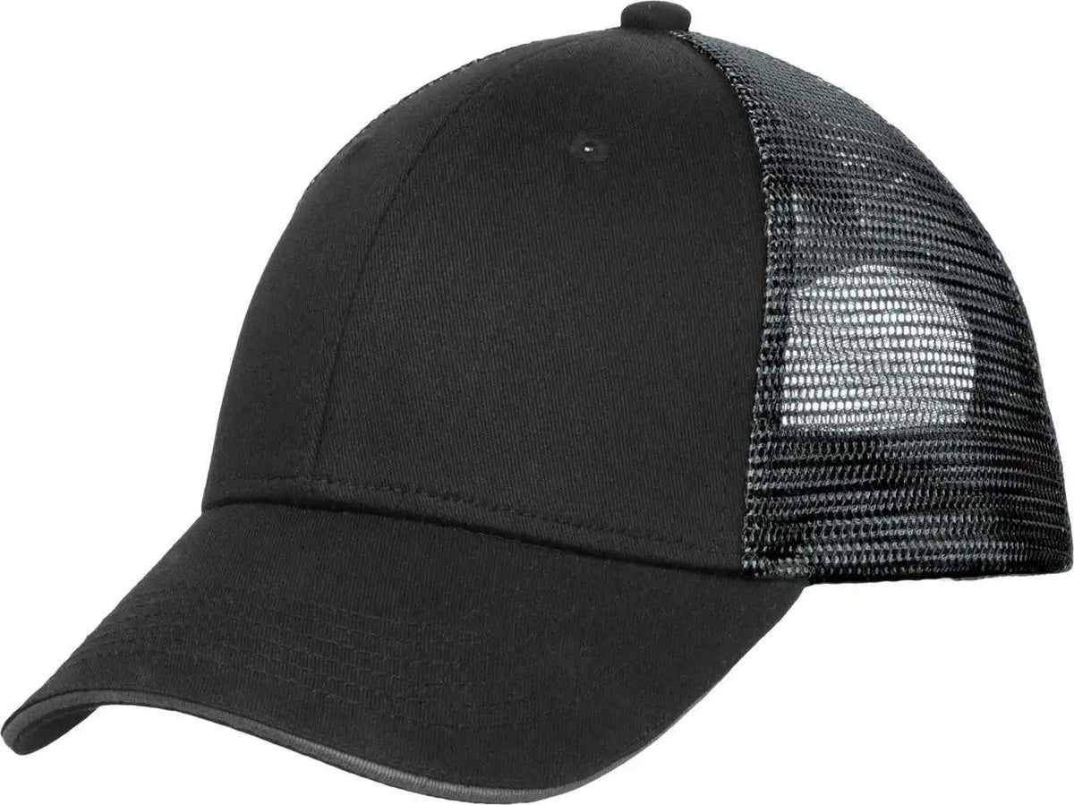 Port Authority C818 Double Mesh Snapback Sandwich Bill Cap - Black Silver - Gray / 7’’ - 7 3/8’’