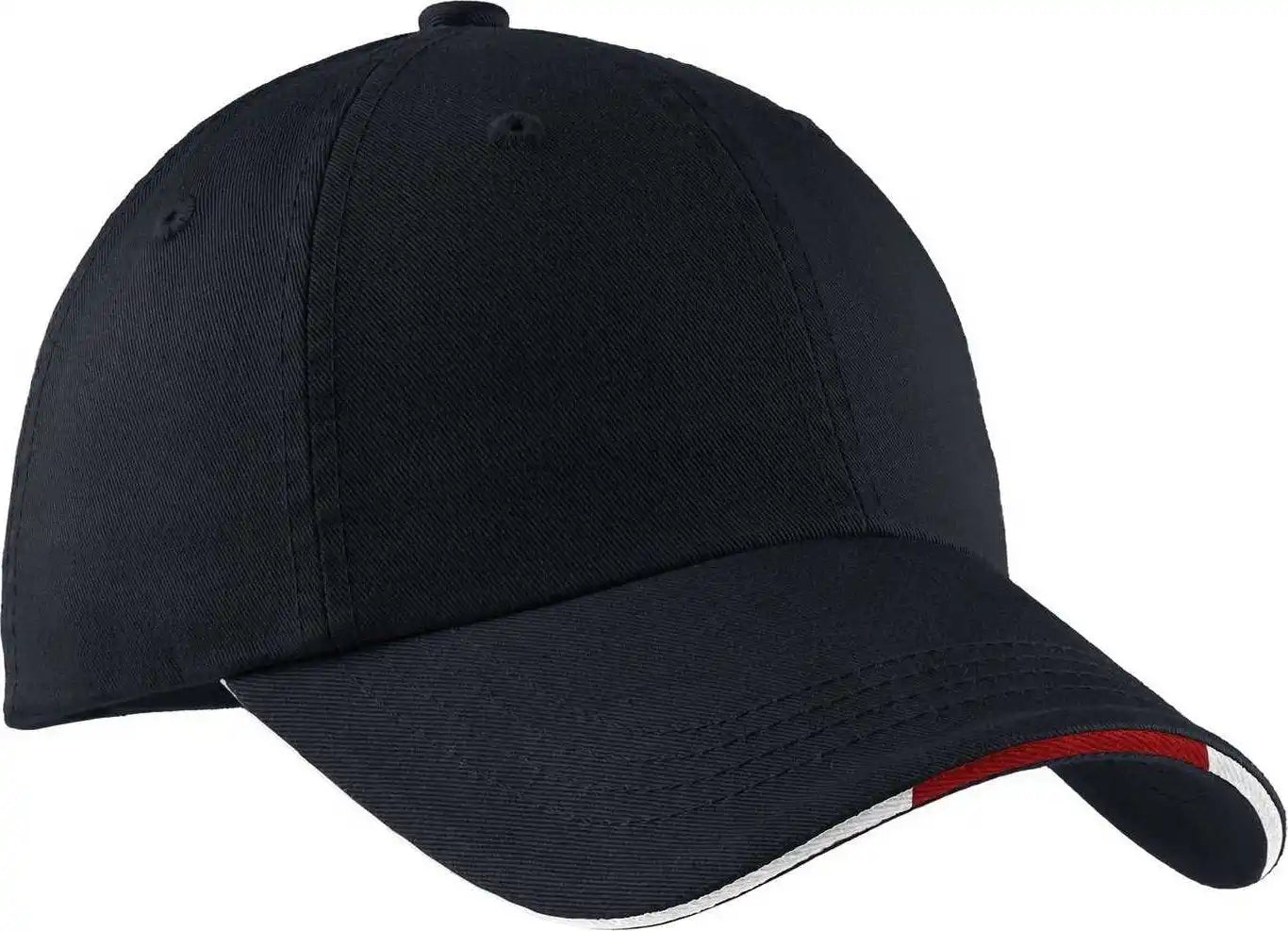Port Authority C830 Sandwich Bill Cap with Striped Closure - Classic Navy Red White - 7’’ - 7 3/8’’