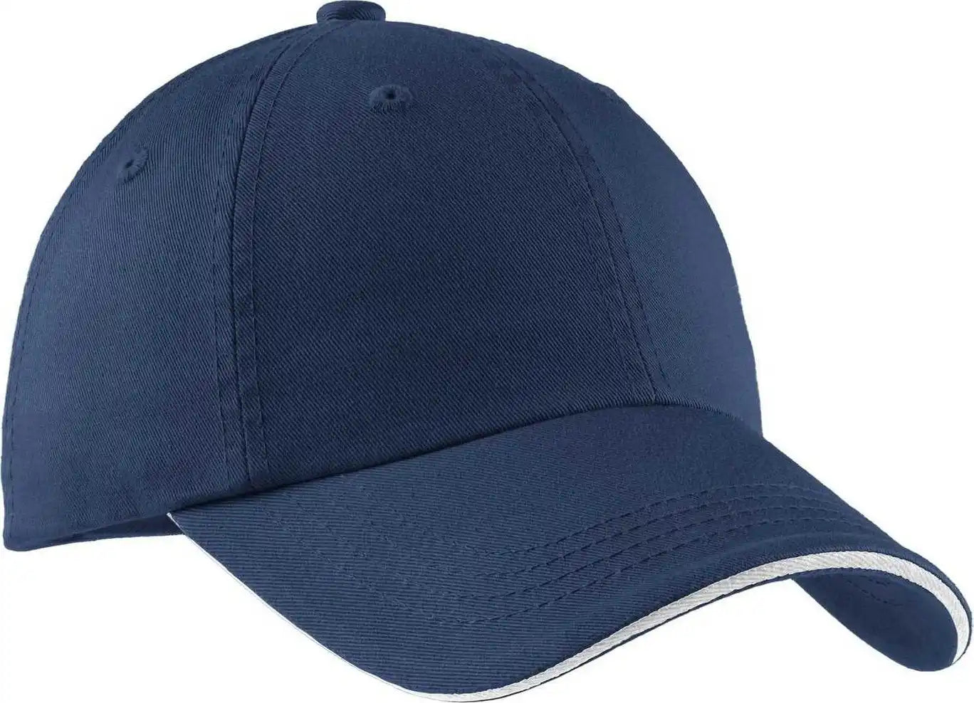 Port Authority C830 Sandwich Bill Cap with Striped Closure - Ensign Blue White - White / 7 1/4’’ - 5/8’’