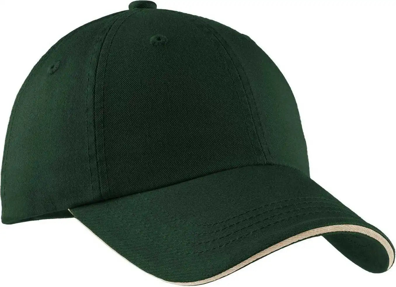 Port Authority C830 Sandwich Bill Cap with Striped Closure - Hunter Stone - Forest / one Size Fits Most
