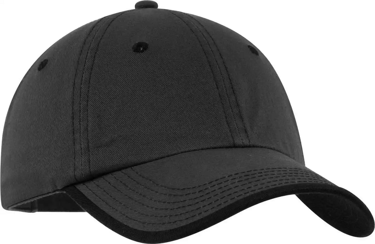 Port Authority C835 Vintage Washed Contrast Stitch Cap Charcoal Black Dark Gray / one Size Fits Most