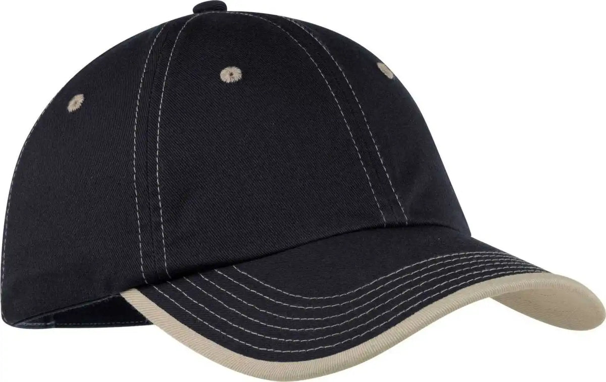 Port Authority C835 Vintage Washed Contrast Stitch Cap Navy Light Sand / one Size Fits Most