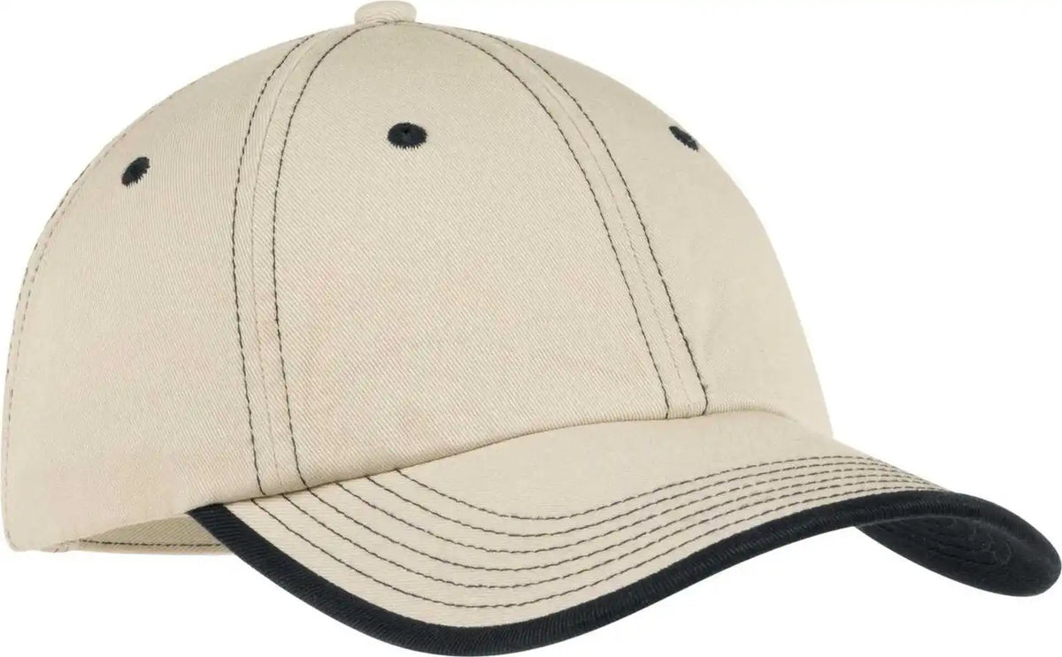 Port Authority C835 Vintage Washed Contrast Stitch Cap Stone Black / one Size Fits Most