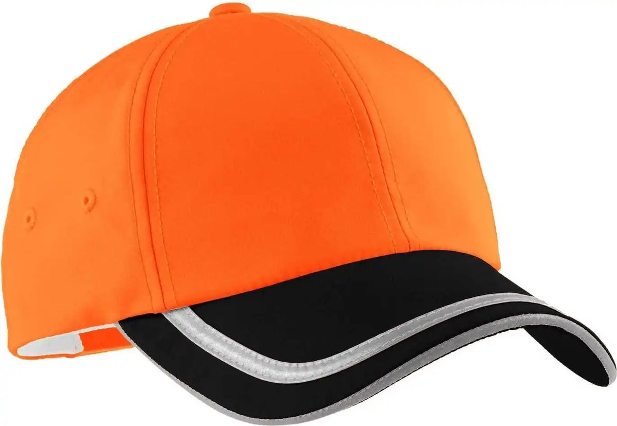 Port Authority C836 Enhanced Visibility Cap Safety Orange Black / one Size Fits Most