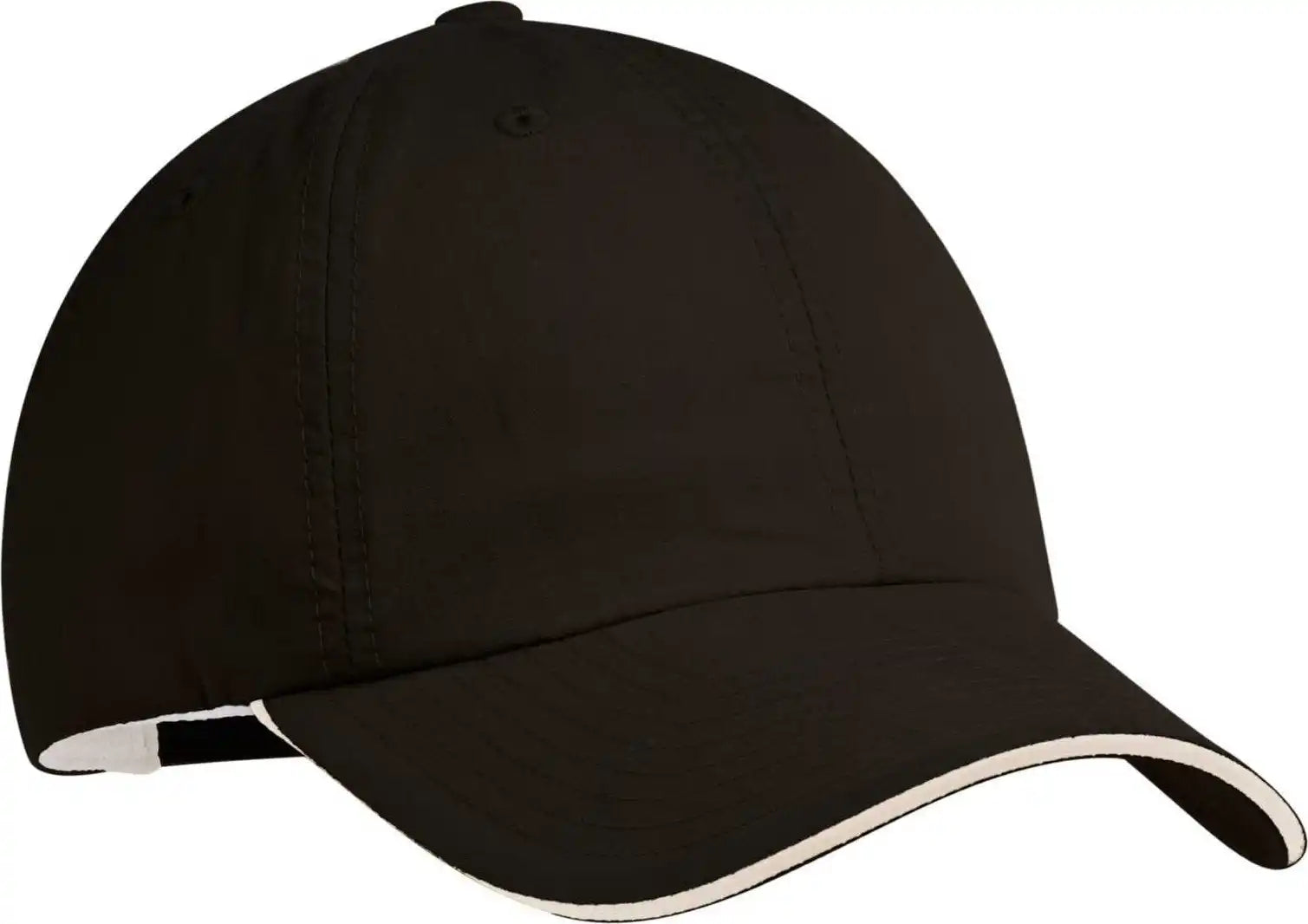 Port Authority C852 Sandwich Bill Cap - Black Beige - Khaki / one Size Fits Most