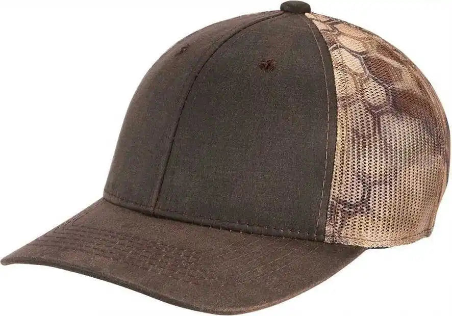 Port Authority C891 Pigment Print Camouflage Mesh Back Cap - Kryptek Highlander Brown - one Size Fits Most