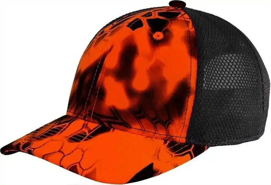 Port Authority C892 Performance Camouflage Mesh Back Snapback Cap Kryptek Inferno Black / one Size Fits Most