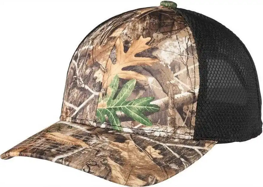 Port Authority C892 Performance Camouflage Mesh Back Snapback Cap Realtree Edge Black / one Size Fits Most
