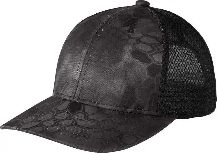 Port Authority C892 Performance Camouflage Mesh Back Snapback Cap - Kryptek Typhoon Black - one Size Fits Most