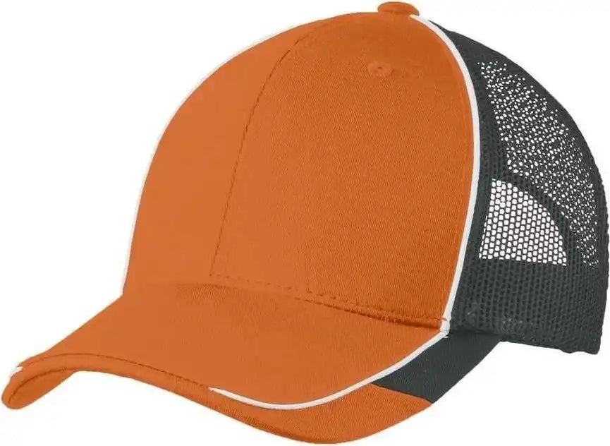 Port Authority C904 Colorblock Mesh Back Cap - Flare Orange White Magnet - one Size Fits Most