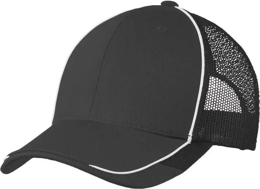 Port Authority C904 Colorblock Mesh Back Cap - Magnet White Black - Dark Gray / one Size Fits Most