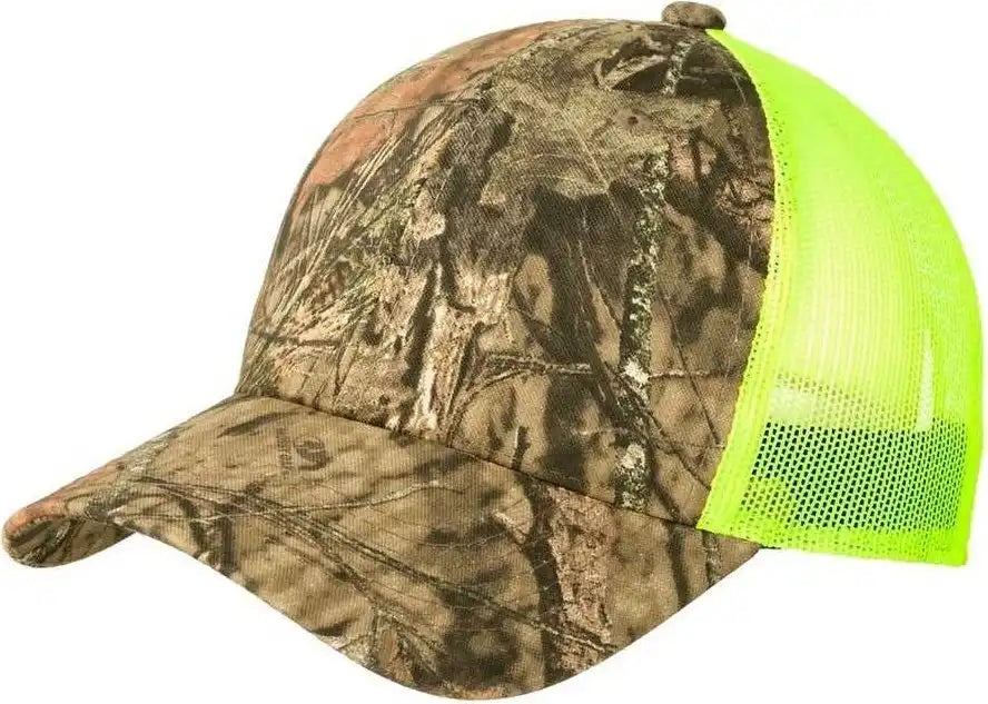 Port Authority C930 Structured Camouflage Mesh Back Cap Mossy Oak Break Up Country Neon Yellow / 7’’ 7 3/8’’