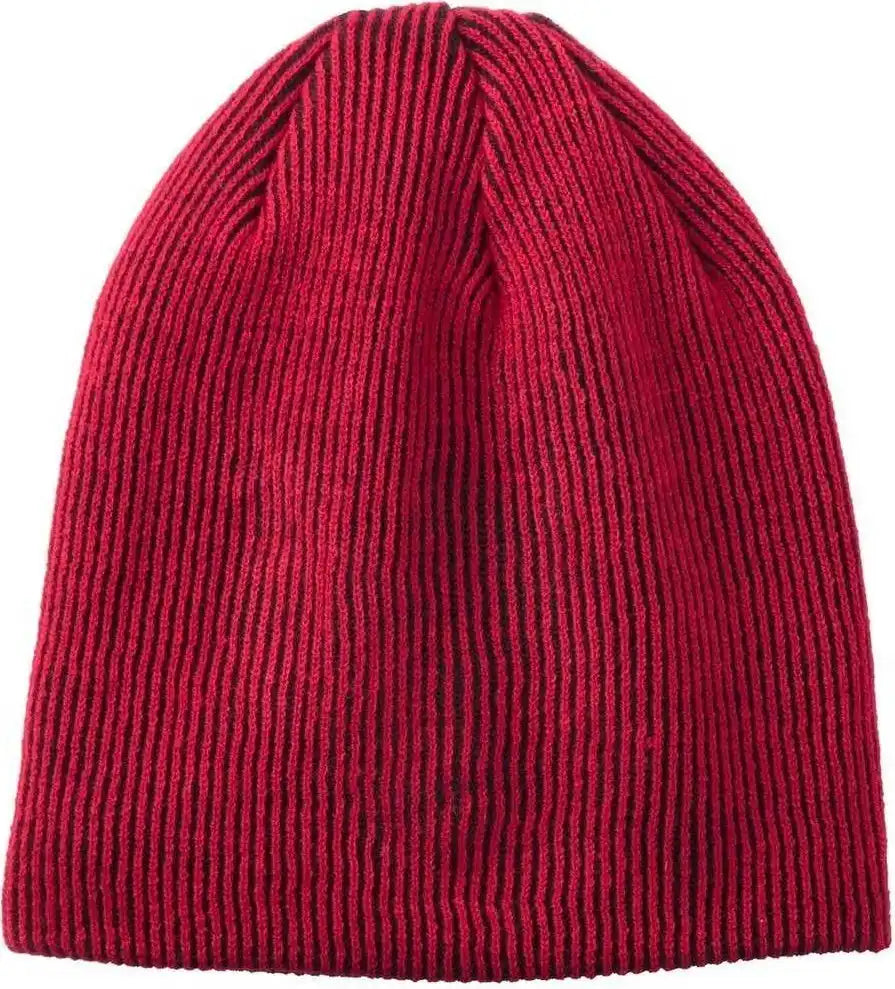 Port Authority C935 Rib Knit Slouch Beanie - Deep Red Black - one Size Fits Most