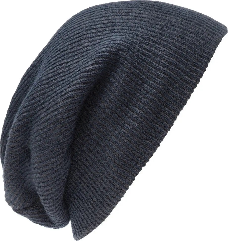 Port Authority C935 Rib Knit Slouch Beanie - Dress Blue Navy Iron Gray - Navy/ / one Size Fits Most