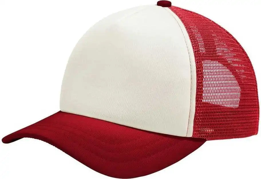 Port Authority C936 5-panel Twill Foam Trucker Cap - Ivory Red - one Size Fits Most