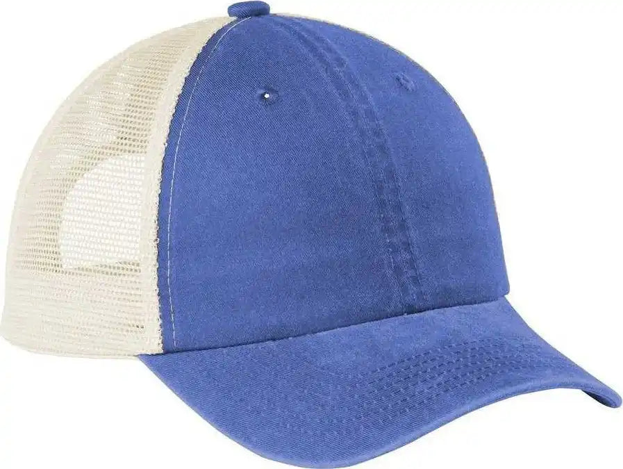 Port Authority C943 Beach Wash Mesh Back Cap - Blue Moon/ Stone - Light Gray / Osfa