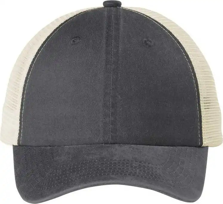 Port Authority C943 Beach Wash Mesh Back Cap Coal/ Stone Coral Light Gray / Osfa