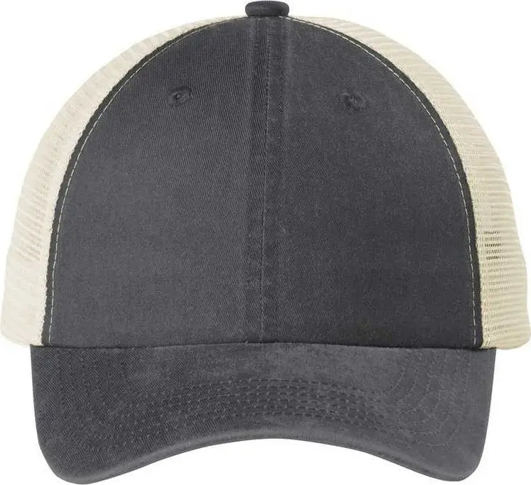 Port Authority C943 Beach Wash Mesh Back Cap - Coal/ Stone - Coral Light Gray / Osfa