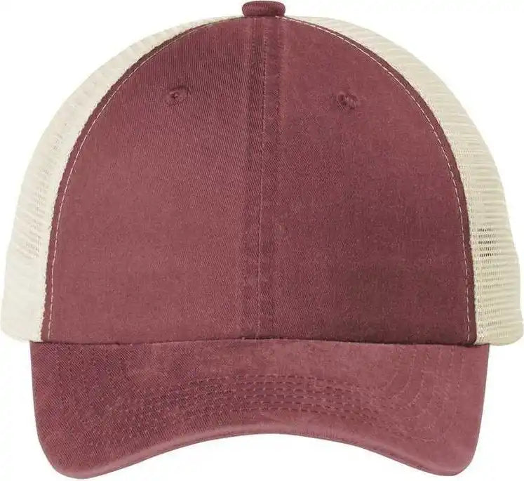 Port Authority C943 Beach Wash Mesh Back Cap Red Rock/ Stone Maroon Light Gray / Osfa