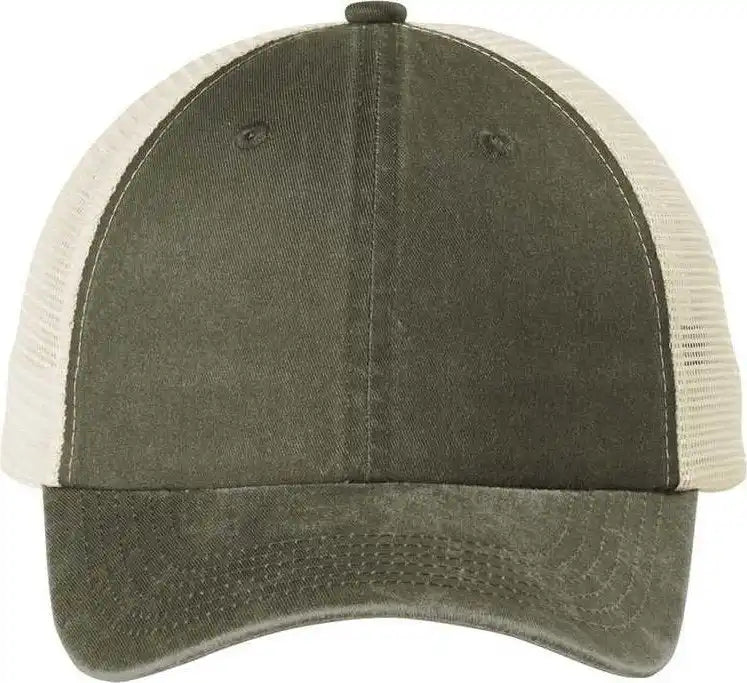 Port Authority C943 Beach Wash Mesh Back Cap Taupe/ Stone Dark Gray Light / Osfa
