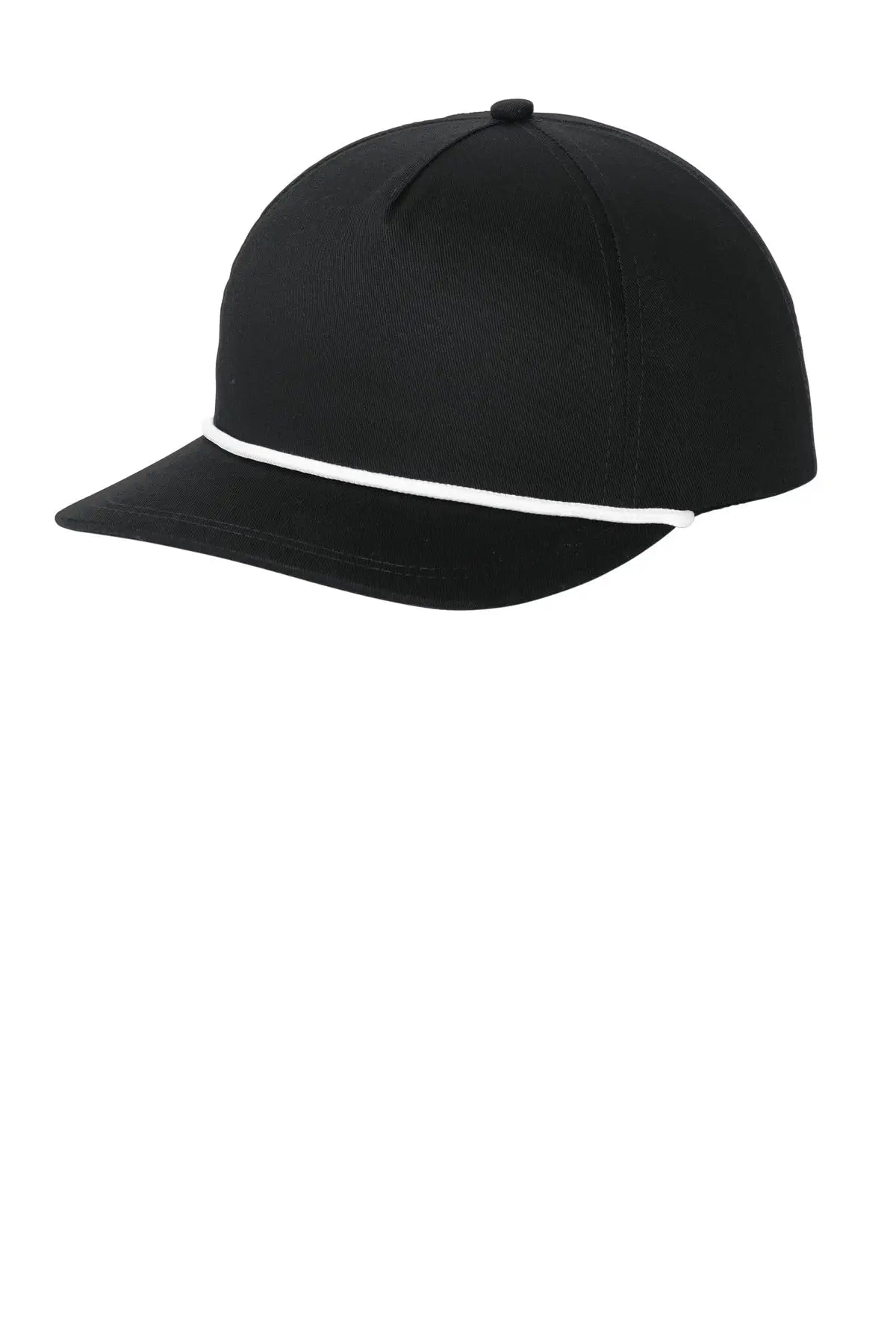 Port Authority C962 Snapback Five-panel Rope Cap - Black White - Black/ / one Size Fits Most