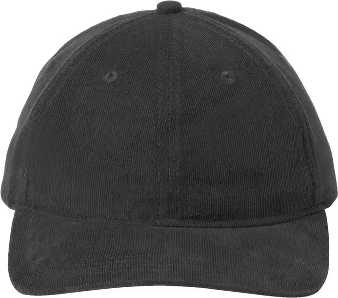 Port Authority C973 Light Corduroy Dad Cap - Deep Black - one Size Fits Most