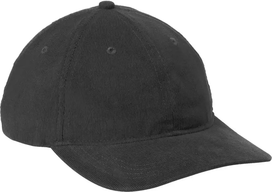 Port Authority C973 Light Corduroy Dad Cap - Deep Black - one Size Fits Most