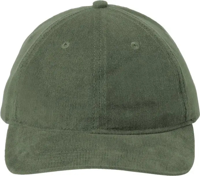Port Authority C973 Light Corduroy Dad Cap - Olive Green - one Size Fits Most