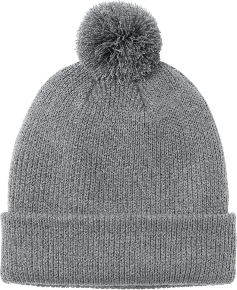 Port Authority C978 Cozy Pom Beanie - Gusty Gray - one Size Fits Most