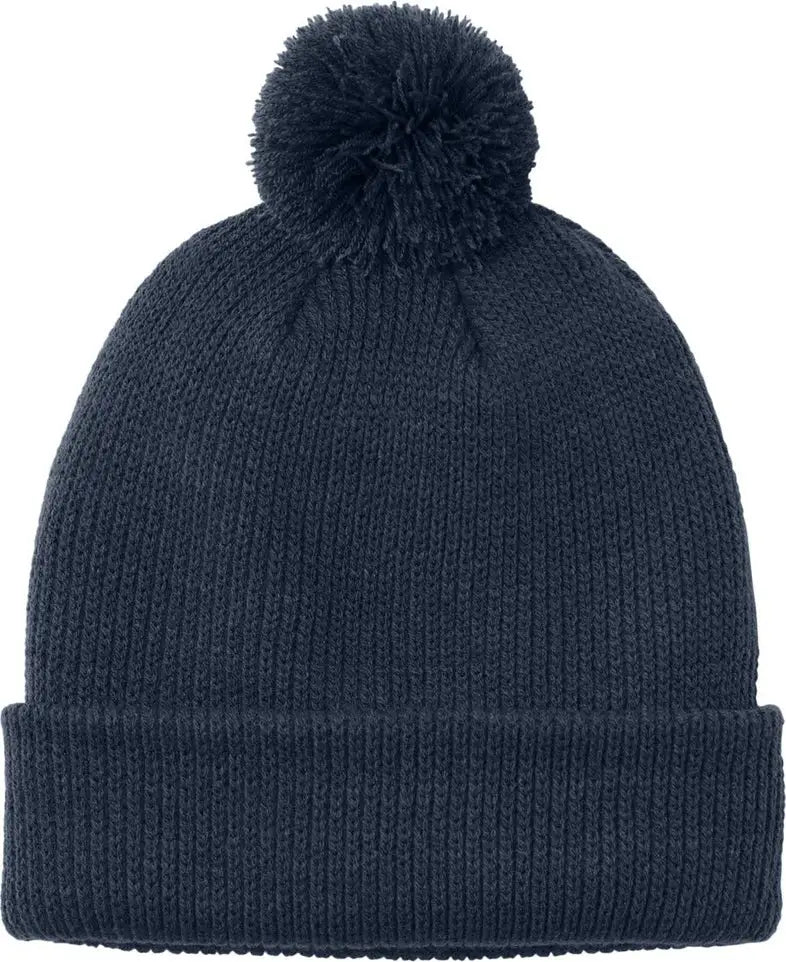Port Authority C978 Cozy Pom Beanie - River Blue Navy - one Size Fits Most