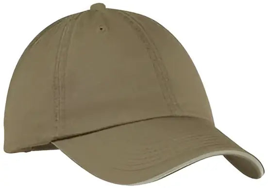 Port Authority Cp79 & Company Washed Twill Sandwich Bill Cap - Khaki/ Black / one Size Fits Most