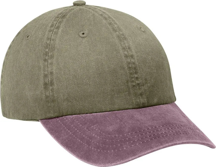 Port Authority Cp83 Two-tone Pigment-dyed Cap - Khaki Maroon