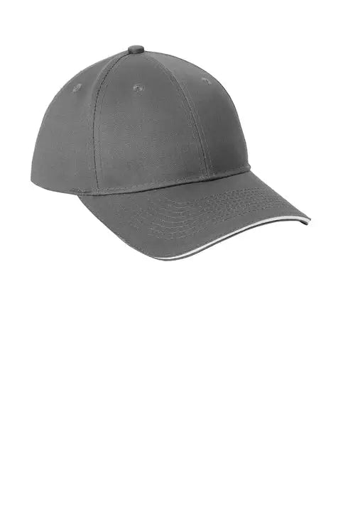 Port Authority Cp85 Cotton Twill Sandwich Bill Cap - Charcoal White - Charcoal/ / one Size Fits Most