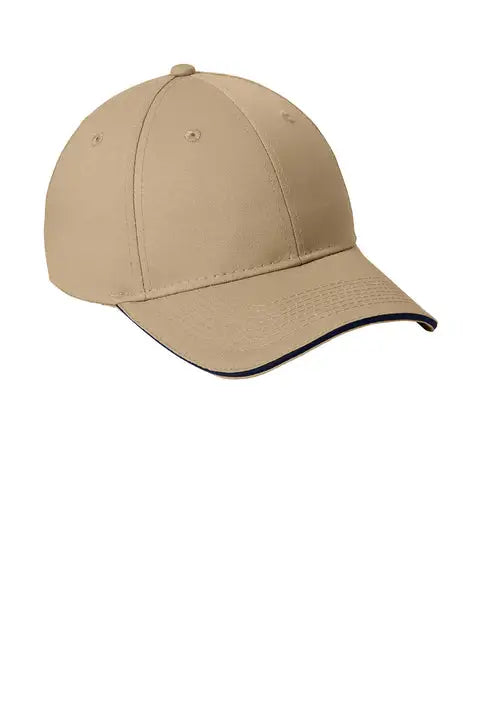 Port Authority Cp85 Cotton Twill Sandwich Bill Cap - Khaki Navy - Khaki/ / one Size Fits Most