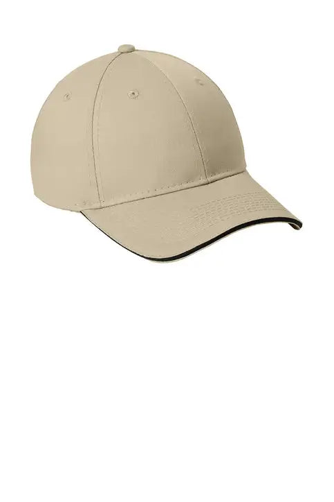 Port Authority Cp85 Cotton Twill Sandwich Bill Cap - Stone Black