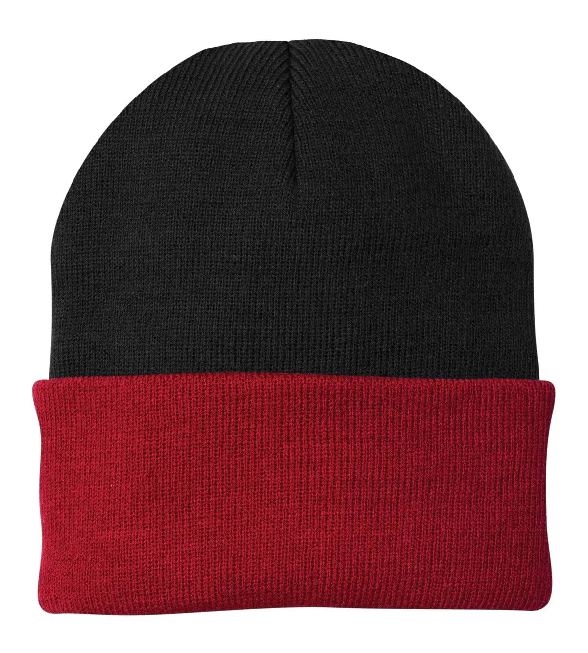 Port Authority Cp90 Knit Beanie Cap - Black Athletic Red - Black/ / one Size Fits Most