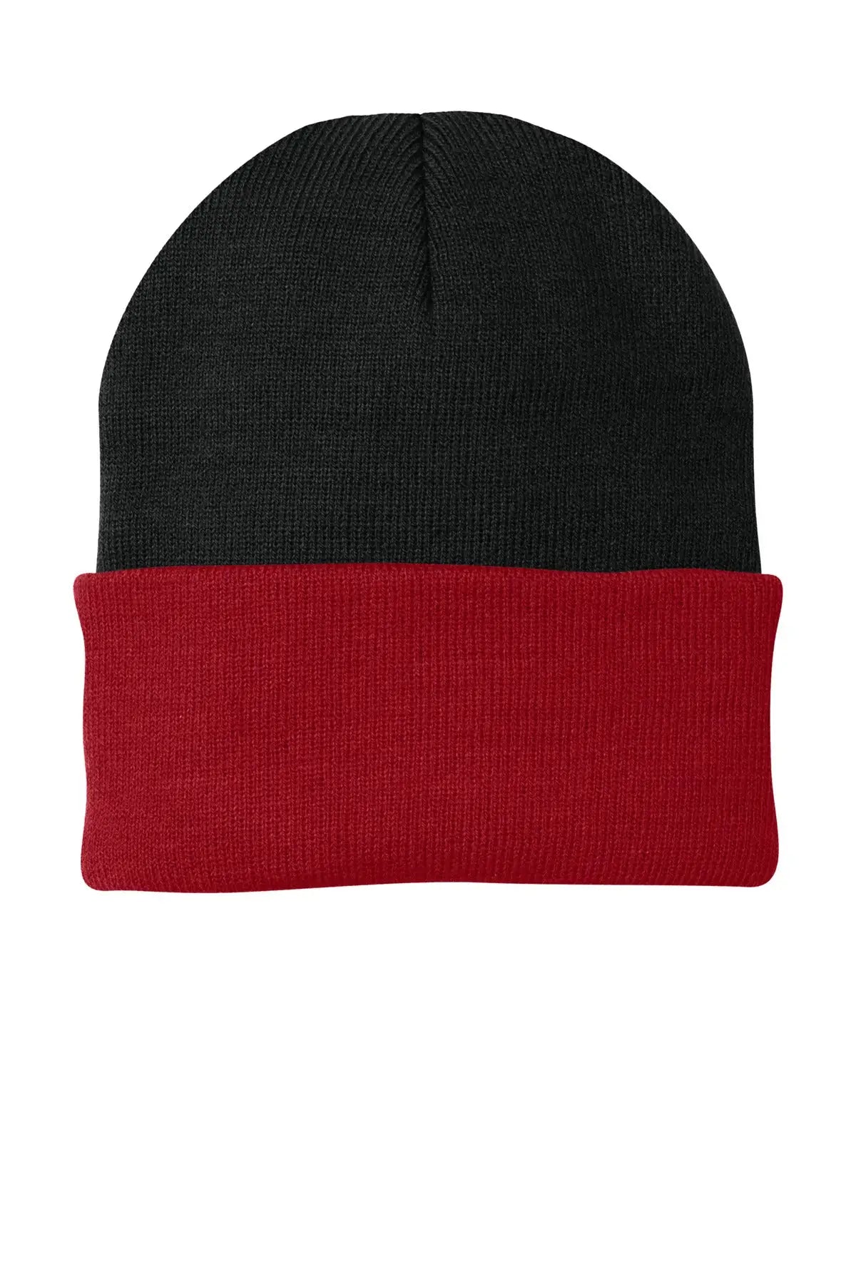 Port Authority Cp90 Knit Beanie Cap - Black Athletic Red - Black/ / one Size Fits Most