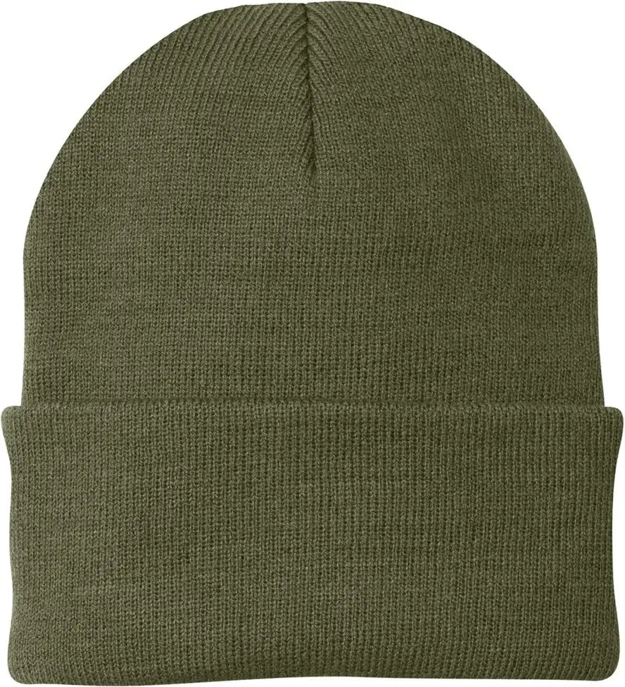 Port Authority Cp90 Knit Beanie Cap - Olive Drab Green - one Size Fits Most