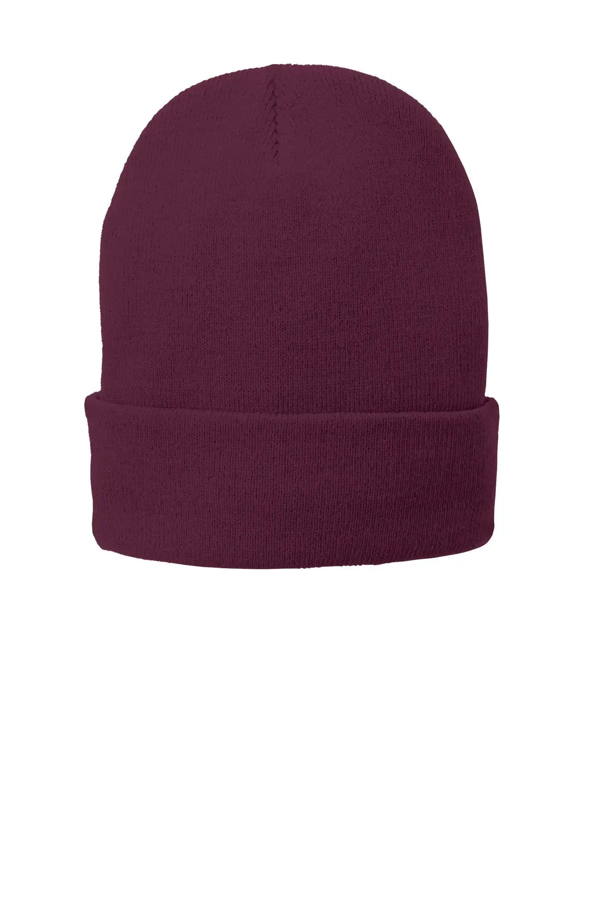 Port Authority Cp90l Fleece-lined Knit Beanie Cap - Maroon - one Size Fits Most