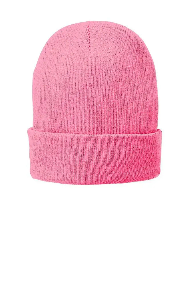 Port Authority Cp90l Fleece-lined Knit Beanie Cap - Neon Pink Glo - one Size Fits Most