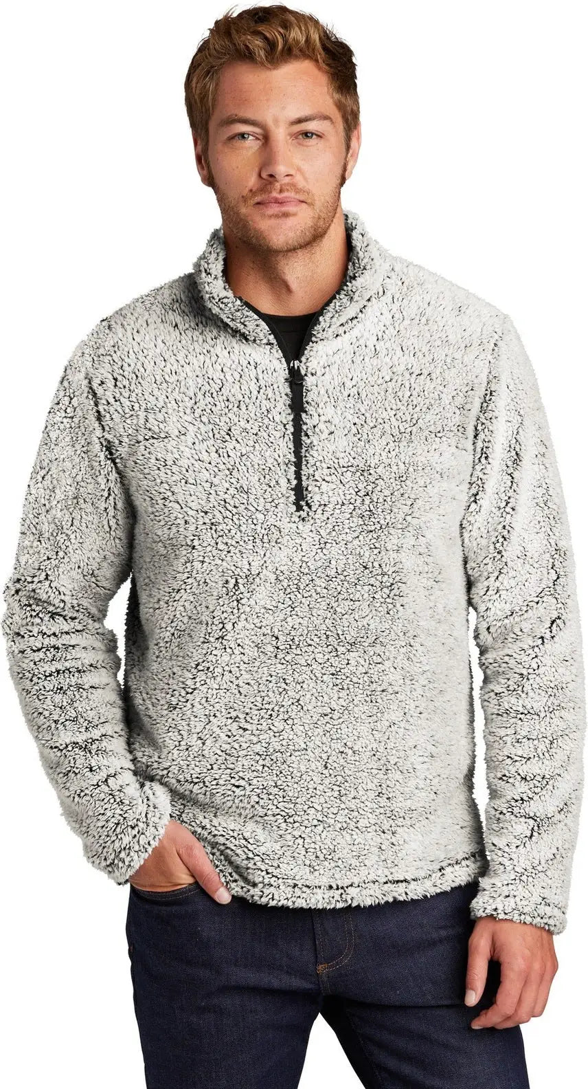 Port Authority F130 Cozy 1/4-zip Fleece - Gray Heather - Adult Xs