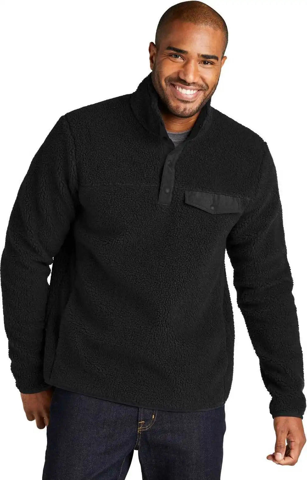 Port Authority F140 Camp Fleece Snap Pullover - Deep Black